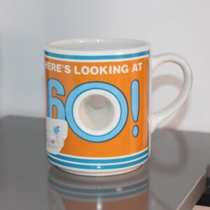 Here's Looking At 60! Gag Coffee Mug, Peek A Boo Novelty Fun 60th Birthday Gift